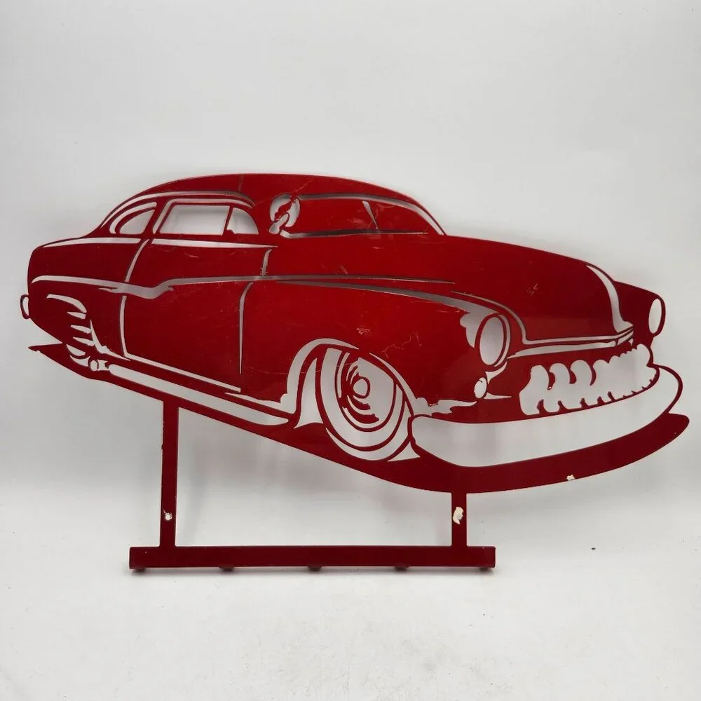 1949 1950 1951 Chopped Merc Red Wall Key Holder Metal Art Automotive Decor